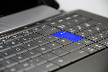 Keyboard of laptop closeup photo