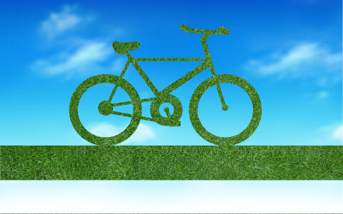 Bicycle made out of green leaves photo
