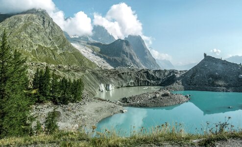 little morainic lake in Italian alps near Courmayeur, Italy