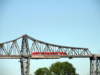 Famous railway bridge over Kiel canal in Rendsburg, Germany
