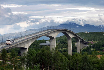 Bridge in Norway, North of the Polar Circle, summertime photo