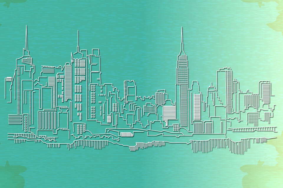 New York City skyline on paper
