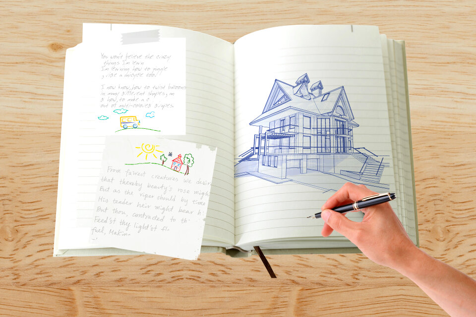 Hand drawing on the notebook