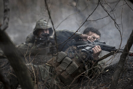 a simulated small-arms fire exchange