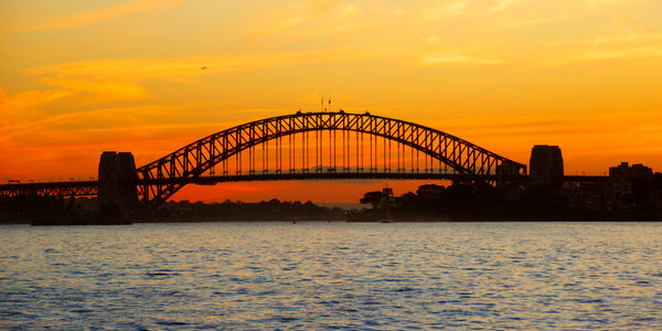 Sydney harbour bridge at sunset
