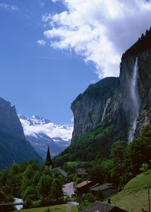 Swiss valley and farmland photo