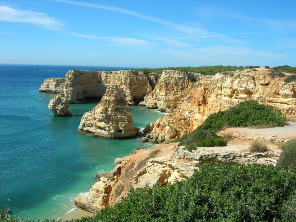 Marinha Beach, located on the Atlantic coast in Portugal