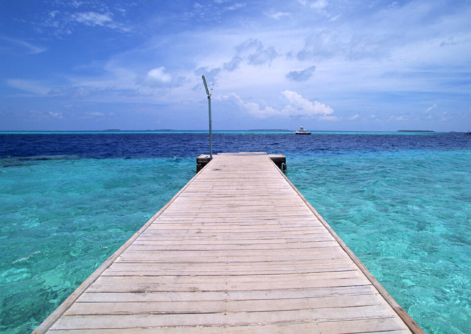 Caribbean sea and wooden platform