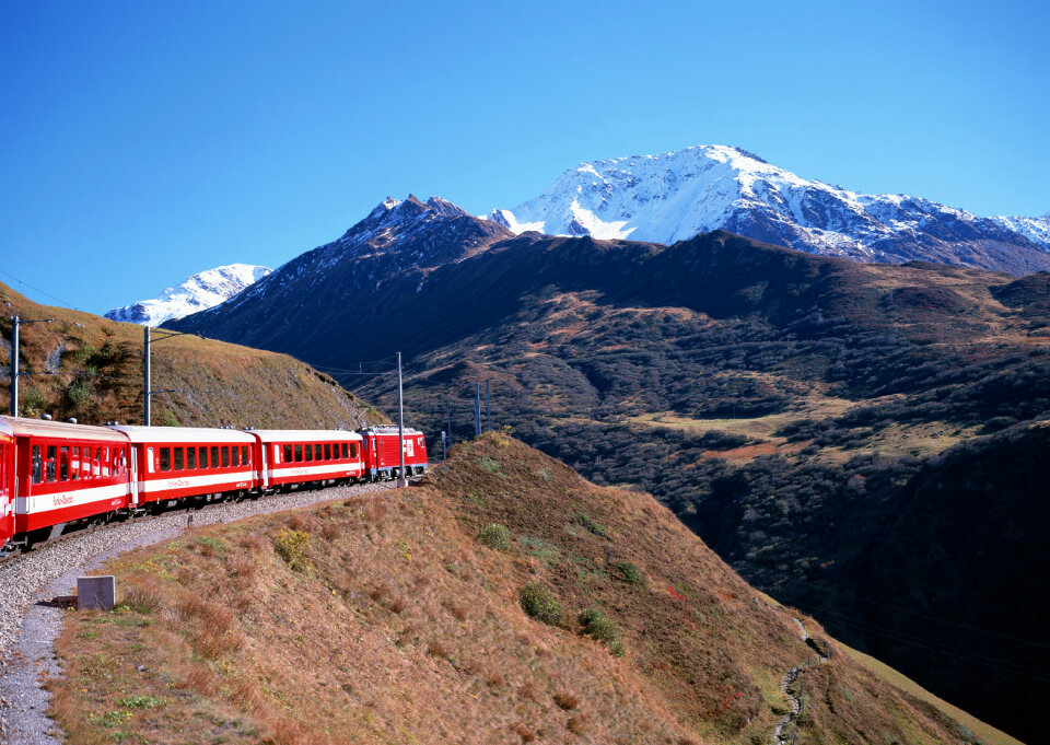 Train in Swiss Alps
