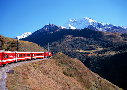 Train in Swiss Alps photo