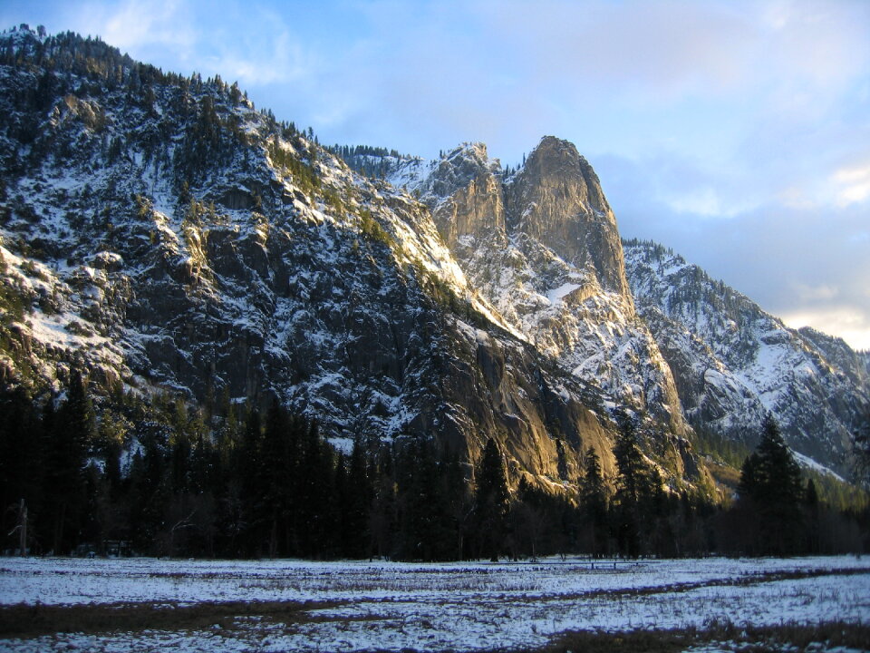 Sentinel Rock at sunset in winter