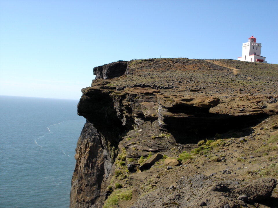 Lighthouse on the southern tip of Iceland. Cape Dirholaey