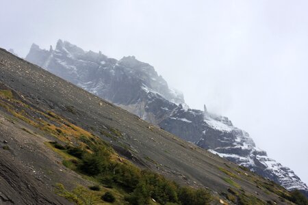 jagged mountain peaks in Torres del Paine National Park photo