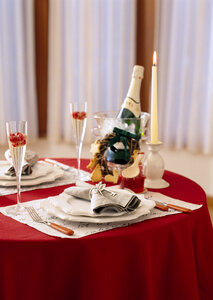 Table Setting with Champagne. Celebration. photo