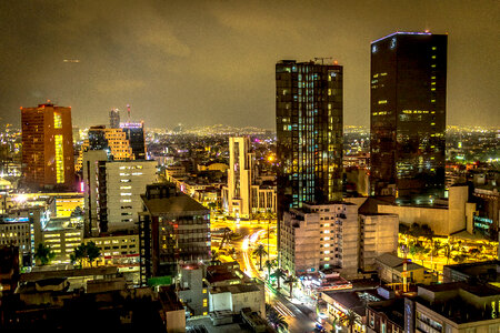 Downtown Mexico City skyline at night photo