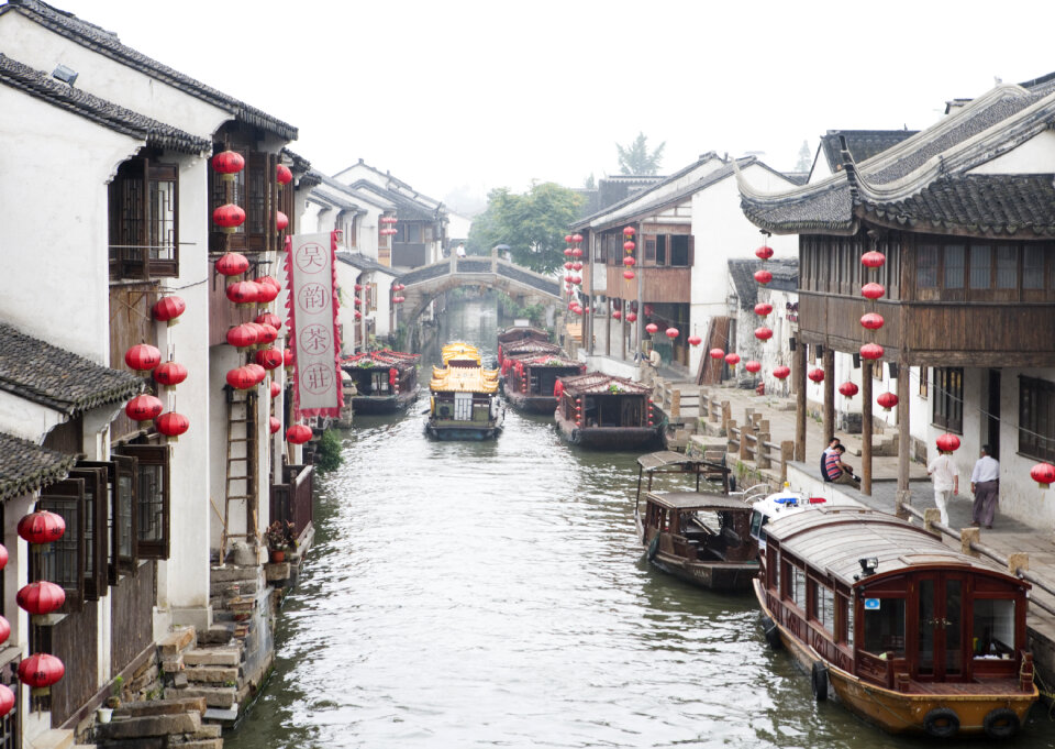 Suzhou old town canals and folk houses in Jiangsu, China