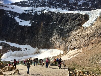 Glacier lake. Angel Glacier at Mount Edith Cavell. Jasper Nationa photo