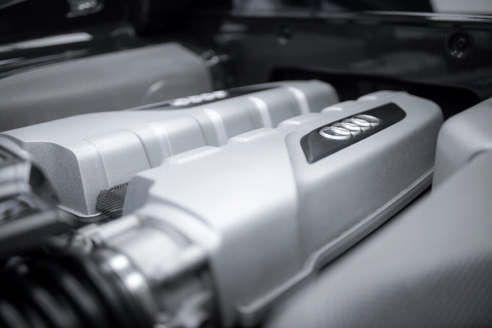 The powerful engine of a car.