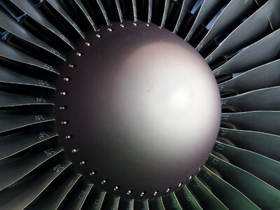 Jet engine turbine blades photo