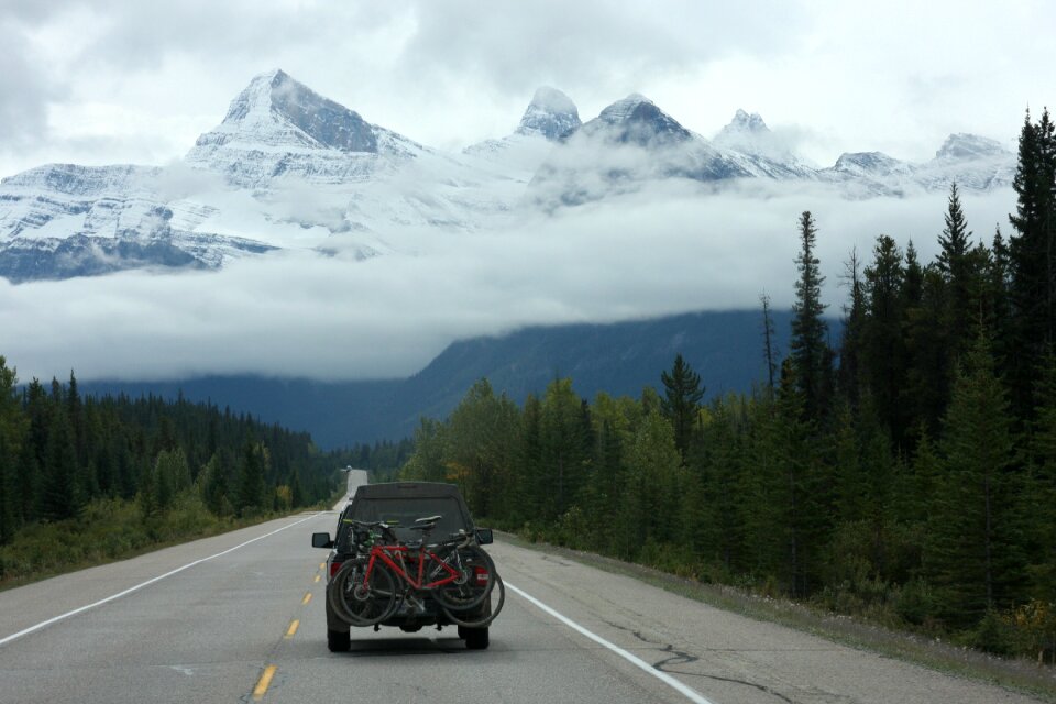 Beautiful landscape of a road through Rocky Mountains