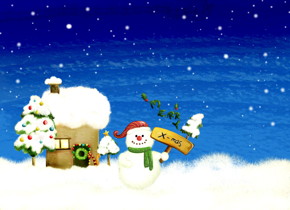 snow christmas magic lights background