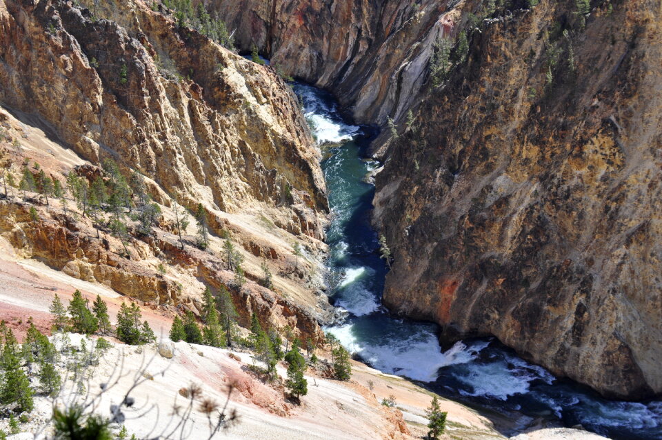 Magnificent falls in a canyon of Yellowstone national park