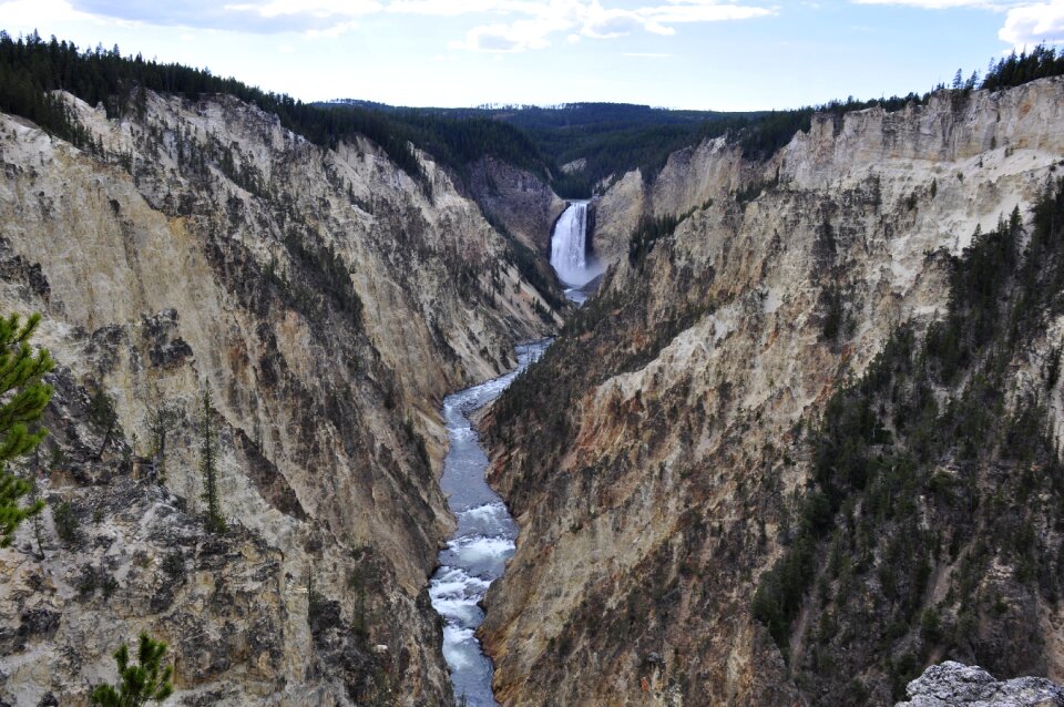 Beautiful summer view of the Lower Falls of the Yellowstone River