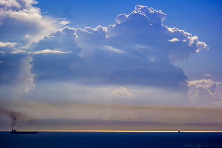 Commercial ships crossing