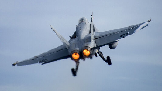 An F/A-18C Hornet takes off