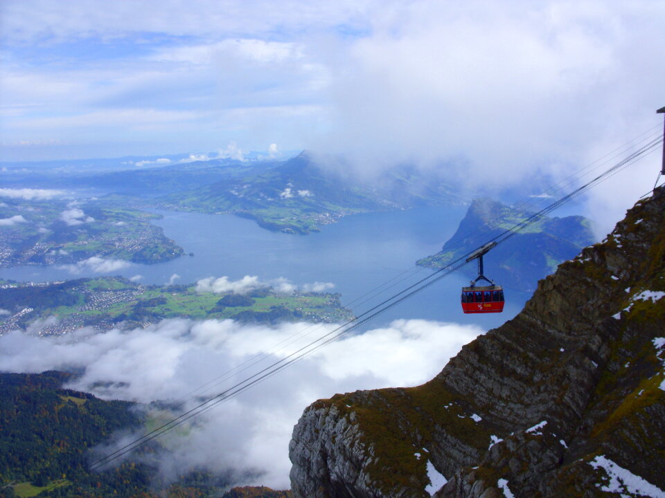 Cable car approach to the top of Pilatus mountain from Luzern