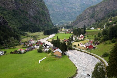 Classic norwegian scandinavian summer mountain landscape photo