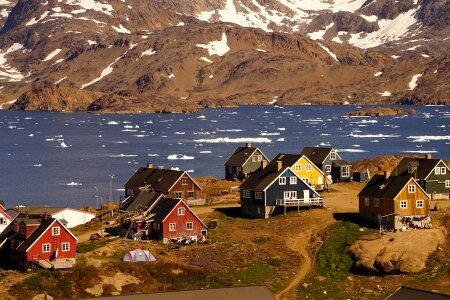 Colorful houses in Tasiilaq, East Greenland photo