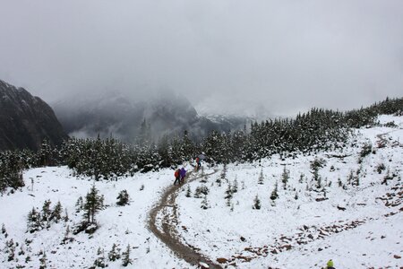Mount Edith Cavell. Cold start of autumn in Jasper Park