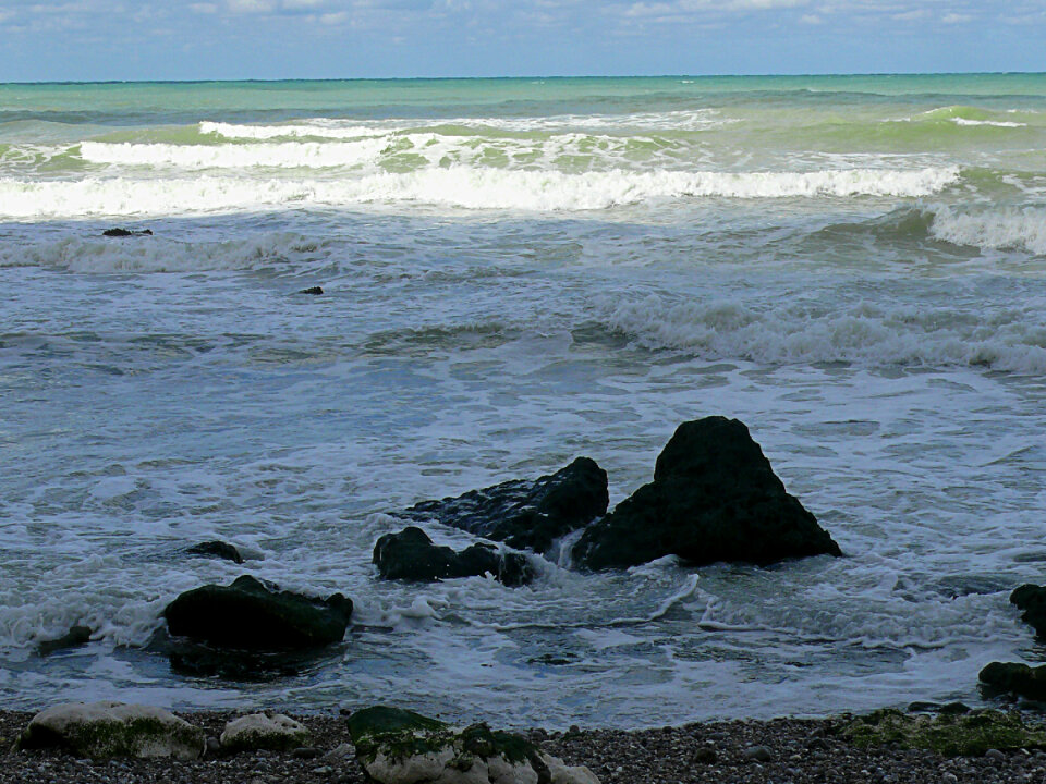 The coast at Les Petites Dalles on the upper Normandy coast.