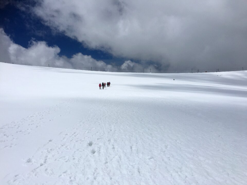 hikers in the mountains. Matterhorn. Swiss Alps