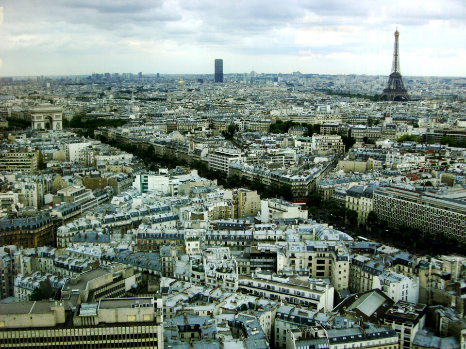 Aerial view of the Eiffel Tower from Notre Dame de Paris