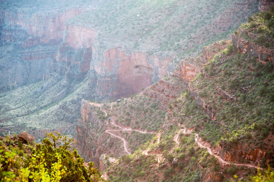 Rocky hiker path in the side of the valley of the Grand Canyon