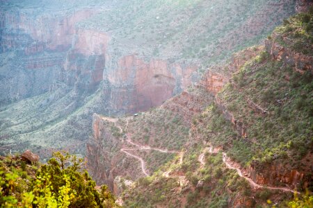 Rocky hiker path in the side of the valley of the Grand Canyon