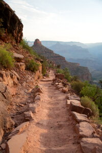 Rocky hiker path in the side of the valley of the Grand Canyon