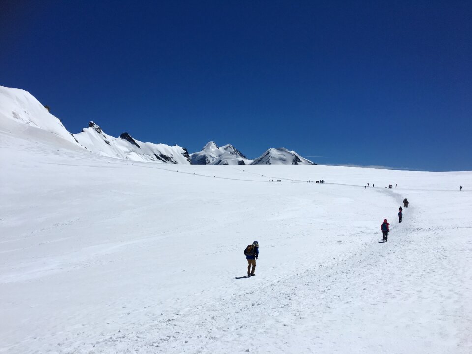 Roccia Nera and slope of Breithorn Gorner glacier Matterhorn