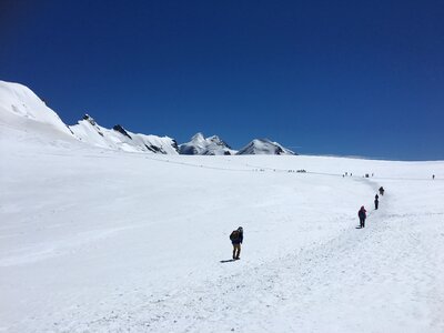 Roccia Nera and slope of Breithorn Gorner glacier Matterhorn