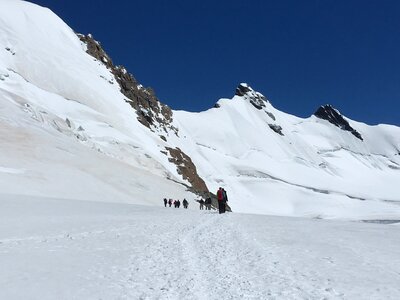 Roccia Nera and slope of Breithorn Gorner glacier Matterhorn