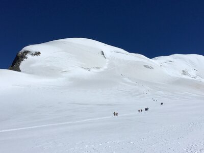 Roccia Nera and slope of Breithorn Gorner glacier Matterhorn