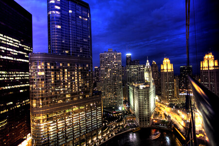 Chicago skyline by night photo