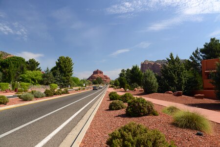 Scenic view of the Bell Rock from the highway near Sedona