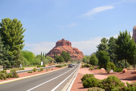 Scenic view of the Bell Rock from the highway near Sedona