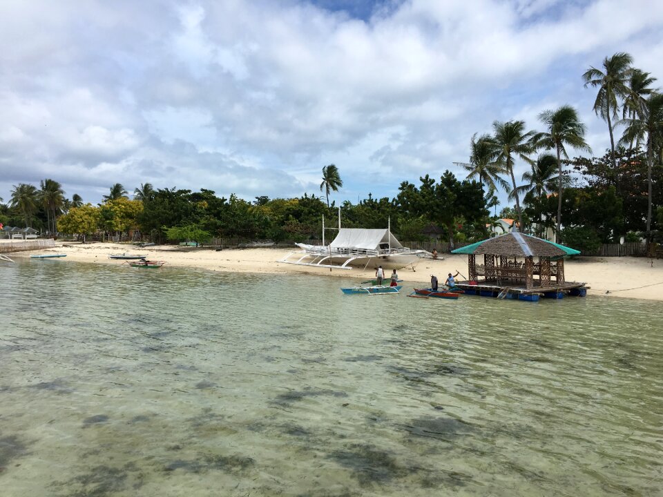 Tropical blue sun sea in Philippines. Luxury holiday resort