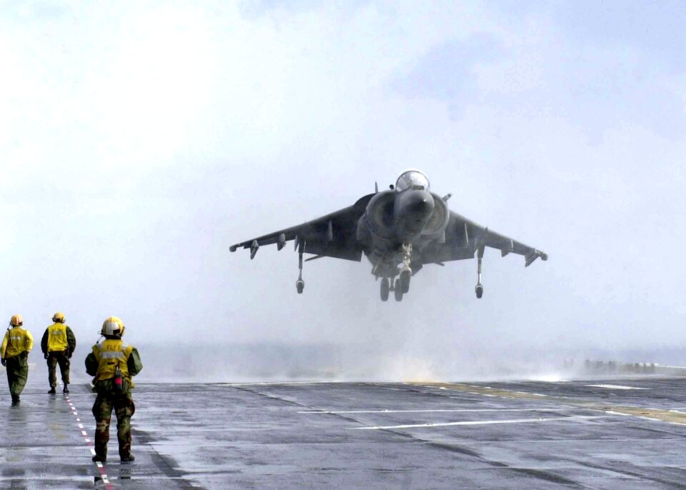 An AV-8B Harrier returns