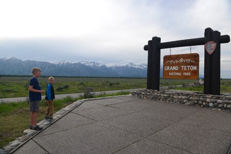 Grand Teton National Park sign in Wyoming photo