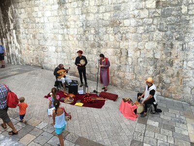 Street musicians performing in the main street